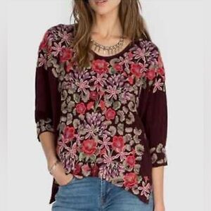 Johnny Was Leopard Rose 3/4 sleeve blouse size L